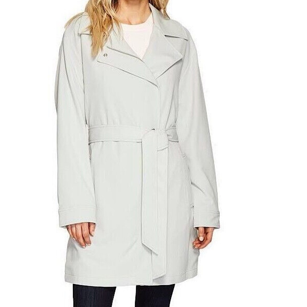 7 For All Mankind asymmetrical drape belted tench coat - Picture 10 of 10